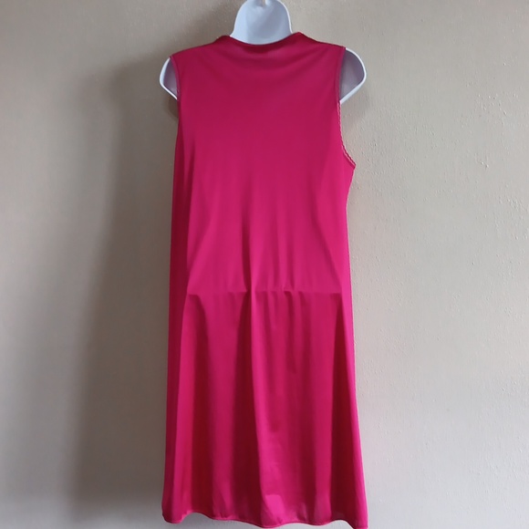Vanity Fair Fuchsia Lace Trim Chemise Nightgown Slip Dress, Pink, Vintage - Picture 4 of 8